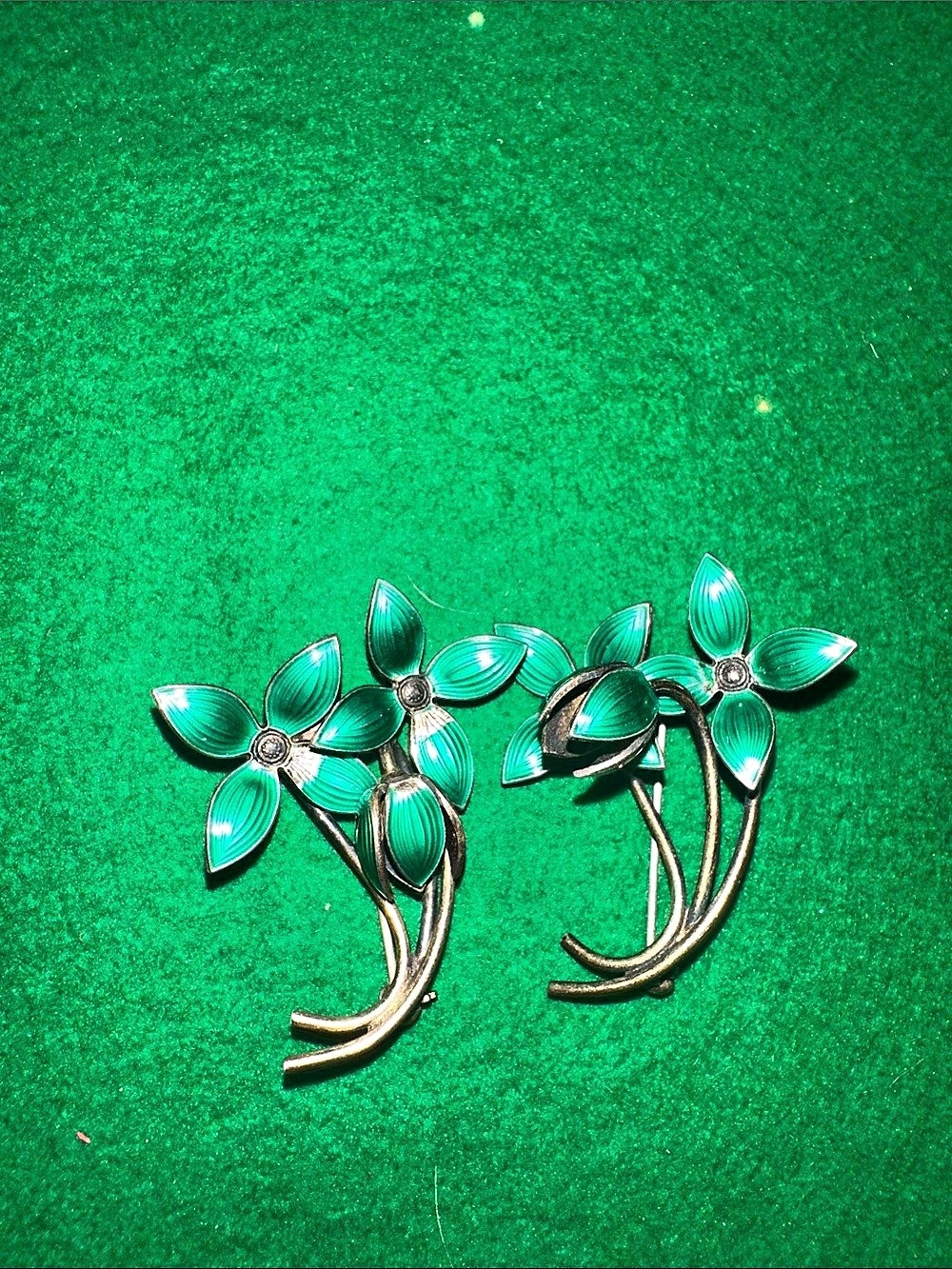 Vintage enamel floral pins